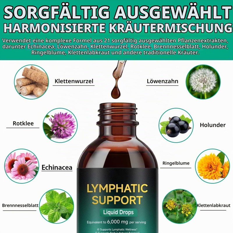 Lymphatic Drainage Drops 60 ml | 6000 mg Extract with