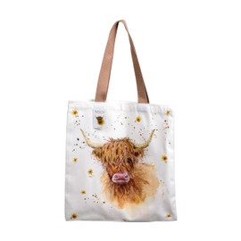 Puckator Jan Pashley Highland Coo Reusable Tote Bag - Canvas Tote Bag - Cotton Tote Bags - Eco Gifts for Women and Men - Cloth Shopping Bag - Fabric Bag - Foldable Bags for Shopping - Handbag