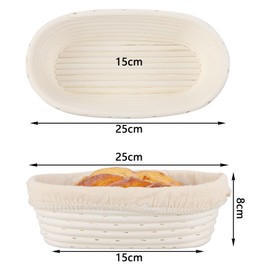 ASelected Oval Bread Rising Basket 25Cm With Scraper Brush Cloth Bag For Professional And Home Bakers