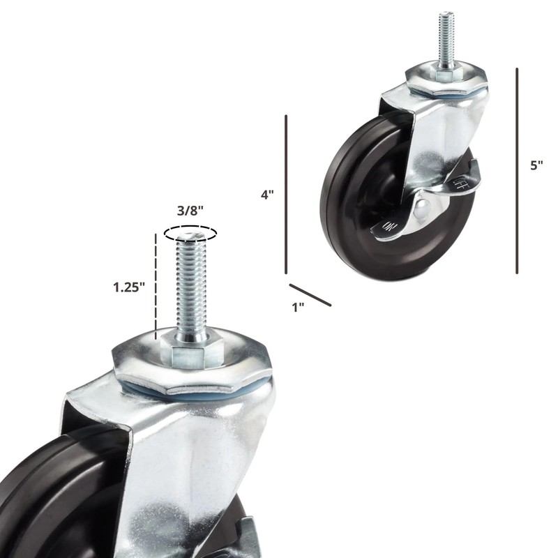 TRINITY ZSV-99-018-4010 Caster Wheels Kit for Wire Shelving, 4 x