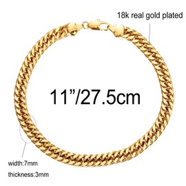 kelistom Gold Cuban Link Anklet Bracelet for Women Men, 7mm Wide 14K Gold / 18K Gold/White Gold Plated Diamond Cut Curb Chain Ankle Bracelets for Women Men 9 10 11 inches