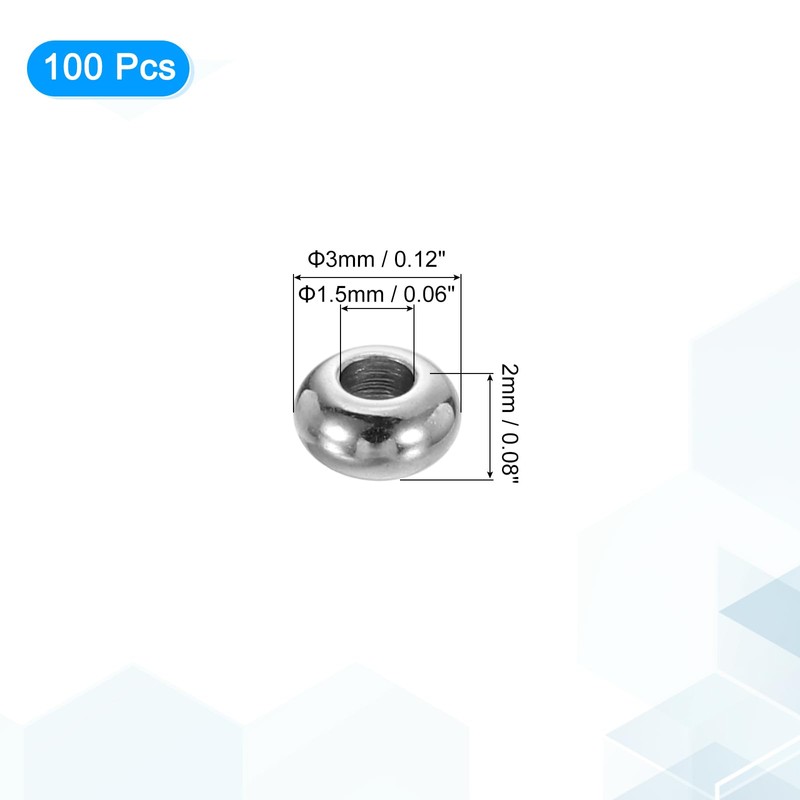 sourcing map 100 Pcs Stainless Steel Spacer Beads, 4mm Flat