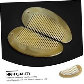 Healvian 2pcs Portable Natural Horn Combs for Hair Straightening Anti-static Design Fine Teeth for Family and Shine and Reduces Breakage