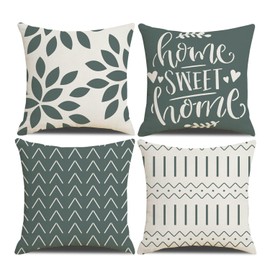 Homefeelzydys Cushion Covers,Cushion Covers 40 x 40 set of 4 Dark Green Square Throw Pillow Case cushion covers 16x16 4Pack For Outdoor Patio Garden Blench Living Room Sofa Farmhouse Decor