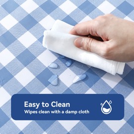 Romanstile Rectangle Vinyl PVC Tablecloth, 100% Waterproof Buffalo Plaid Plastic Table Cloth, Oil Proof Heavy Duty Wipeable Table Covers for Dining/Camping/Picnic/Outdoor - 54 x 78, Light Blue