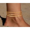 CAROVO Gold Ankle Bracelets for Women 14K Real Gold Plated