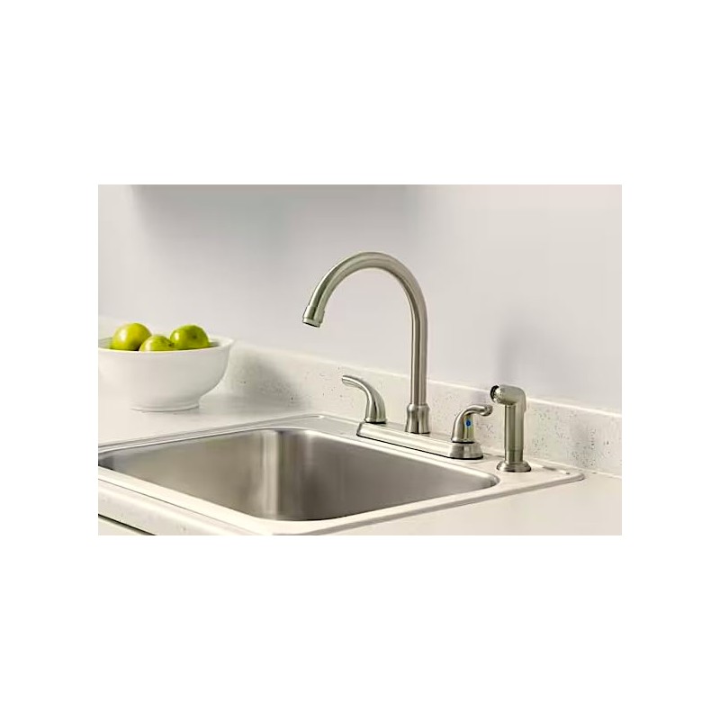 Glacier Bay Builders Double Handle Standard Kitchen Faucet with Side