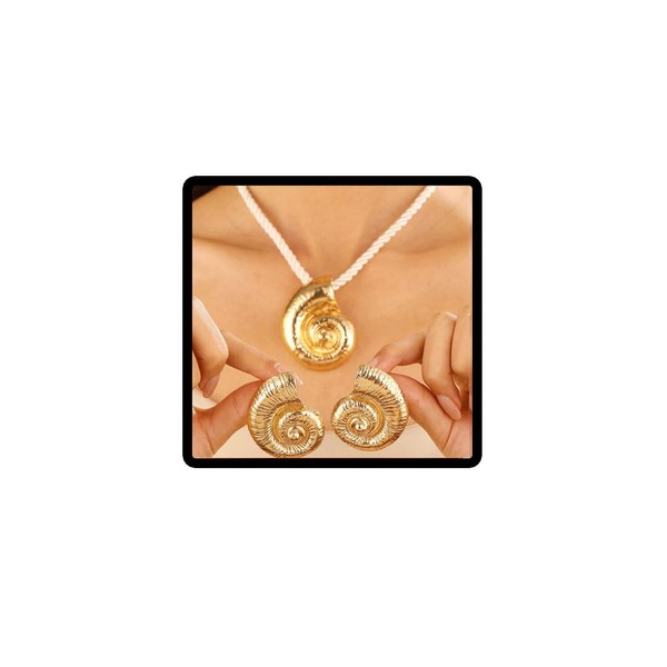 Cubahop Summer Beach Conch Pendant Choker Necklaces Earrings Set Bohemian