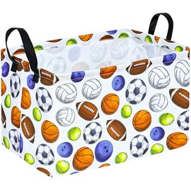 Cesta de Almacenamiento para Balones de Fútbol Cesta de Ropa para la Lavandería con Asas, Caja de Almacenamiento y Compartimentos Cesta de Regalo