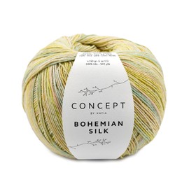 Knitting Yarn Cotton Silk | Katia Bohemian Silk 150 g | Summer Wool Subtly Patterned | Pure Natural Fibres Cotton Yarn with Bourette Silk (205)