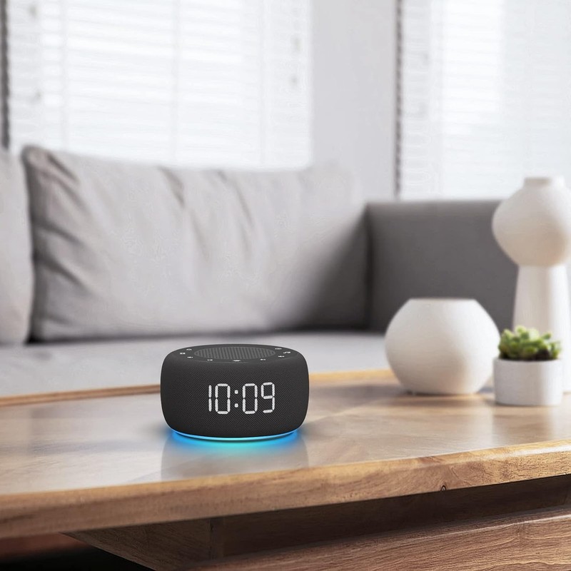 Reloj despertador y máquina de ruido blanco con luz nocturna