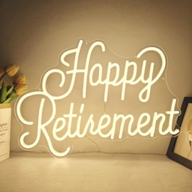 FuugZze Larger Happy Retirement Neon Signs for Wall Decor Larger Happy Retirement Neon Lights for Bedroom Dimmable Led Signs for Bedroom Wall Farewell Party Decorations for Men Women,20.47*14.76 Inch
