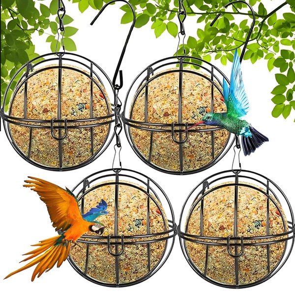 Pack of 4 Fat Ball Holders, Bird Feeder, Tall Hanging