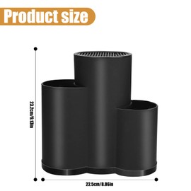 3 in 1 Messerblock Ohne Messer, Messerblock Schwarz mit Schlitzen, Universal Unbestückte Messerblöcke, Küchenhelfer Aufbewahrung, Messerblock Organizer, Besteckhalter für Alle Küchenmesser Geeignet