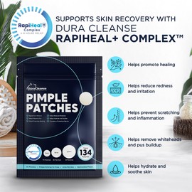 Pimple Patches for Face - 134 Count Hydrocolloid Acne Patches - Zit, Blemish, Cystic Acne Dots & Dark Spot Treatment - Invisible Clear Pimple Patch Stickers for Forehead, Chin, Nose, 3 Sizes (S, M, L)