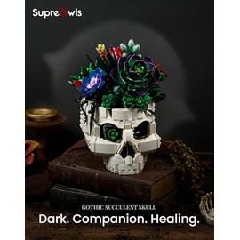 Succulent Skull Planter Flowers Building Set, Botanical Skeleton Pot Collection Building Kit, Horror Plants Home Office Table Decoration Blocks Toys for Adults, Gift for Birthday Mother's Day