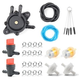 MSLANE - Bomba de combustible para tractor Kohler 17HP-25 HP de motor pequeño, 2 válvulas de combustible de línea y 16 abrazaderas con tubo de combustible, filtro de combustible para motores Kawasaki