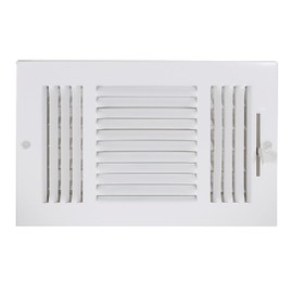 EZ-FLO 61614, White Three-Way Sidewall/Ceiling Register, 10 inch (W) x 6 inch (H), 10 in. x 6