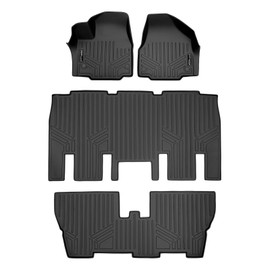 MAXLINER Floor Mats 3 Row Liner Set Black for 2017-2021 Chrysler Pacifica 8 Passenger Model Only (No Hybrid Models)