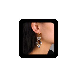 Allereyae Vintage Cz Chandelier Dangle Earrings Gold Art Deco Bridal Earrings Long Crystal Chandelier Earrings Gemstone Statement Earrings Faux Citrine Earrings Jewelry for Women