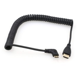 SZRMCC Right Angled Mini HDMI to HDMI High Speed Coiled Cable for Canon Sony CX7 / SR7E DSLR Camera ATOMOS Monitor