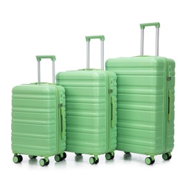 espidoo 3-Piece ABS Spinner Luggage Set: 20"/24"/28" Hard Shell Suitcases - 360° Silent Wheels & TSA Lock - Durable Water-Resistant Travel Bags for Adults & Families - Green