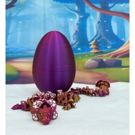 3D Printed Dragon with Dragon Egg, 12" Articulated Red Purple Gold Mushroom Dragon, Fidget ADHD Toy for Autism, Gift Dragon Toy D025-RPG-CLS