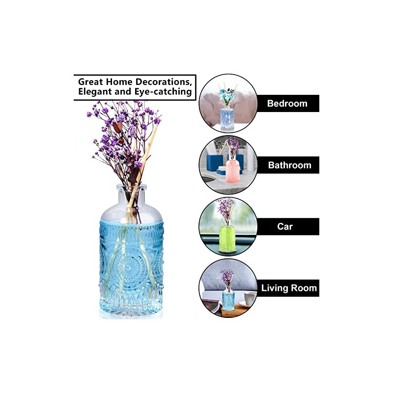 SuproBarware Glasdiffusorflaschen Set 4 Stck Leere Glasflaschen mit Schilfrohr-Diffusor Glasflaschen