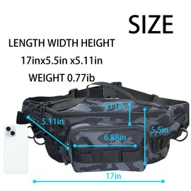 Chardime Fishing Fanny Pack for Men -Fishing Fanny Pack-Lightweight and Durable Fishing Sling Pack…, Black camouflage1, Up to 41 inches, A