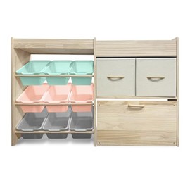 Toy Storage Organizer for Kids, 9-Bin Toy Organizer with 2-Drawers,Movable Toy Chest and Top Rack, Kids Bookshelf and Toy Storage for Living Room, Playroom, Bedroom, Nursery, Multi-Color