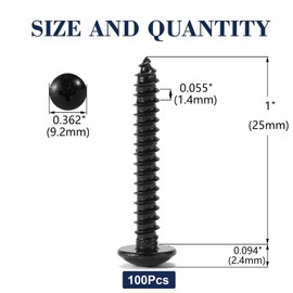 #8 x 1" Wood Screw 100Pcs Truss Head Phillips 18-8 (304) Stainless Steel Fast Self Tapping Screws Black Oxide by SG TZH