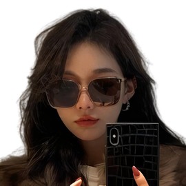 88flix Korean Women's Sunglasses for Women UV Protection Small Face UV Protection Fashion Glasses Travel, Black