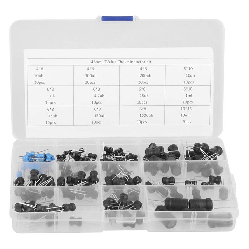Yosoo 10uH-10mH Inductor Coil, Inductor, Electronic Circuit, Storage Case, Resistor
