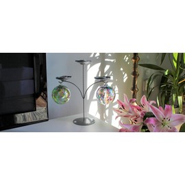 Sienna Glass 10cm Hanging Friendship Ball – Handcrafted Multicoloured Mouth-Blown Glass Ornament with Feather Design – Unique Gift Boxed Decoration for Windows, Gardens, Memorials, Birthdays