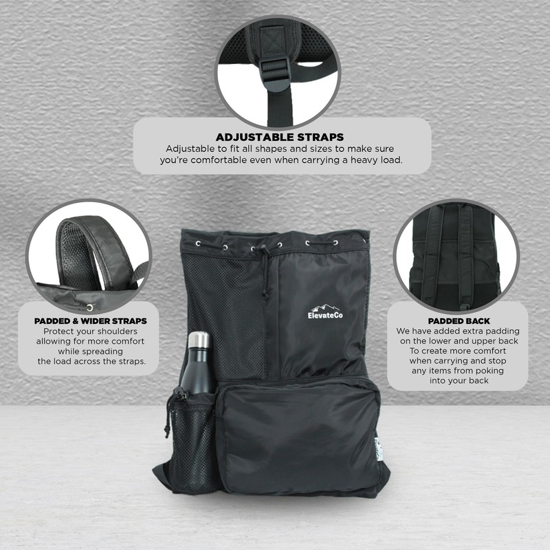 ElevateCo Swim Bag Mesh Drawstring Backpack with Wet Pocket for