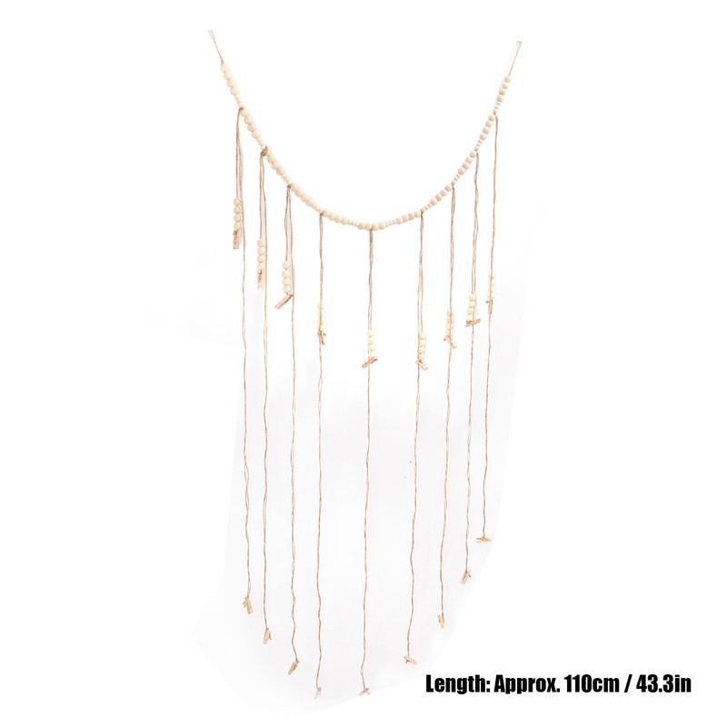 3pcs Hanging Photo Display with Wood Clips Beads DIY 110cm