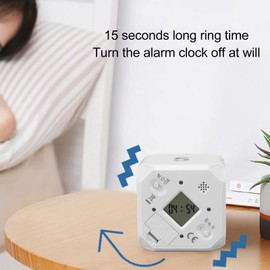 Cube Timer, Sensor Flip Timer Kitchen Timer, Digital Clock Timer Backlit Display, Mute & Adjustable Sound Clock, 5, 15, 25, 45 Minute Presets, Timer for ADHD Kids & Adults (White)