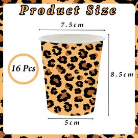 16P Jungle Safari Animal Party Leopard Print Paper Cups,Jungle Animal Party Disposable Paper Cups,Jungle Theme Party Tableware Decorations Set for Kids Jungle Safari Reptile Party Supplies
