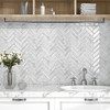 Wallercity Gray Herringbone Marble Peel and Stick Backsplash 10-Sheets Marble