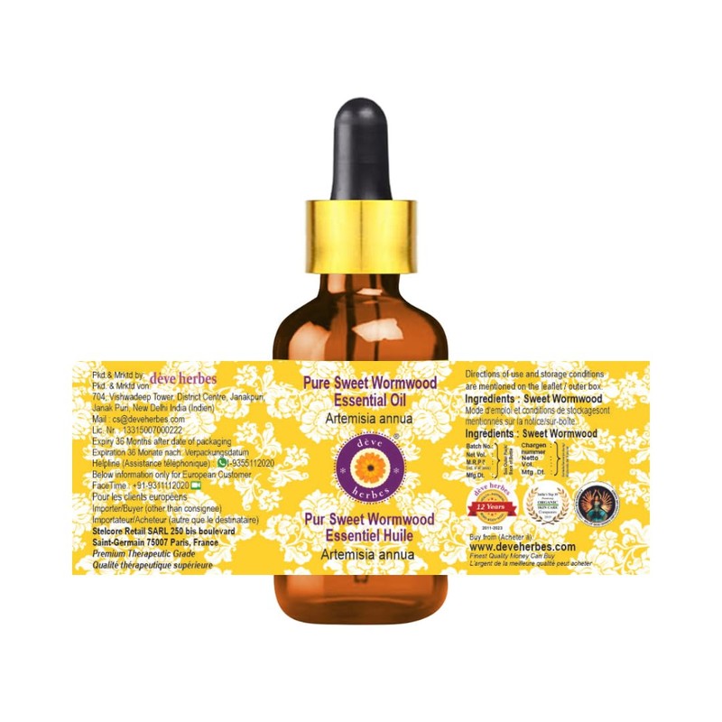 Deve Herbes Pure Sweet Wormwood Essential Oil with Glass Dropper