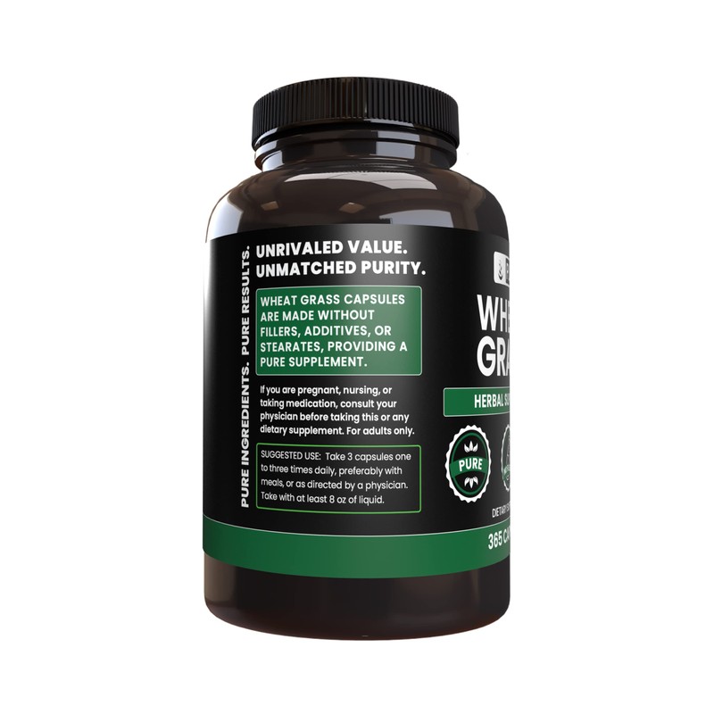 Pure Original Ingredients Wheat Grass (365 Capsules) No Magnesium Or