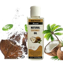 Raslok Wood Pressed 100% Natural Coconut Oil | Naturally Process | Natural Flavor | Pure Coconut Oil | Ideal for culinary, skincare, and hair care purposes. (4 oz)