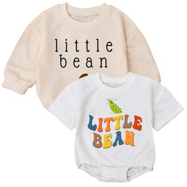 KOLNAMDINH 2PCS Baby Boy Girls Little Bean Romper Set, Cute Toddler Outfit, Perfect for Everyday Wear, Birthday