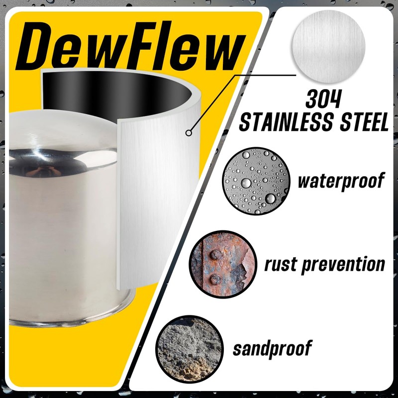 DewFlew 4Pcs 4.25" Push Through Wheel Center Caps Stainless Trailer
