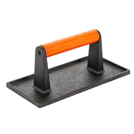 Sungmor Heavy Duty Cast Iron Grill Press, 8.7" x 4.3" Rectangel Burger Press Bacon Smasher with Wood Handle, Meat Steak Weight for Blackstone Grill,Outdoor Griddle, Kitchen Barbecue Press Tool