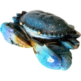 Top Brass Decorative Blue Crab Trinket Box Jewelry Secret Storage Compartment - Coastal Figurine - Beach Ocean Decor