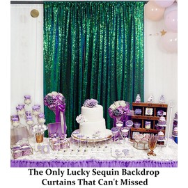 DUOBAO Sequin Backdrop Curtain 4FTx7FT Colorful Green Glitter Sequin Backdrop Wedding Ceremony Backdrop Sequin Shimmer Wall Background Baby Shower Background (4FTx7FT, Colorful Green)