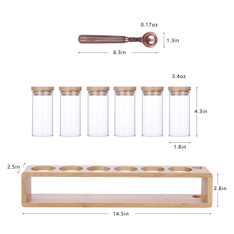 KKC HOME ACCENTS Glass Spice Jars set of 6 with