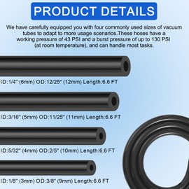 84 PCS Vacuum Lines Automotive Kit, 6.6FT Silicone Vacuum hoses (1/4", 3/16", 5/32", 1/8") with 80 Vacuum Line Connectors, Engine Vacuum Hose Kit for Automotive Replacement Vacuum Hoses