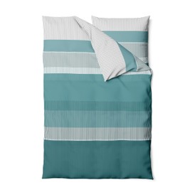 LARAWELL Bed Linen 135 x 200 cm Grey Green Blue Striped Bedding Sets Cuddly Soft Hypoallergenic Non-Iron Premium